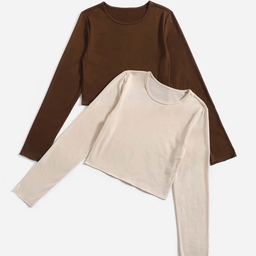 2 Pcs Solid Crop Tee